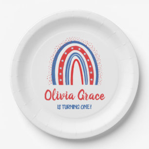 4th of July Rainbow Birthday Paper Plates