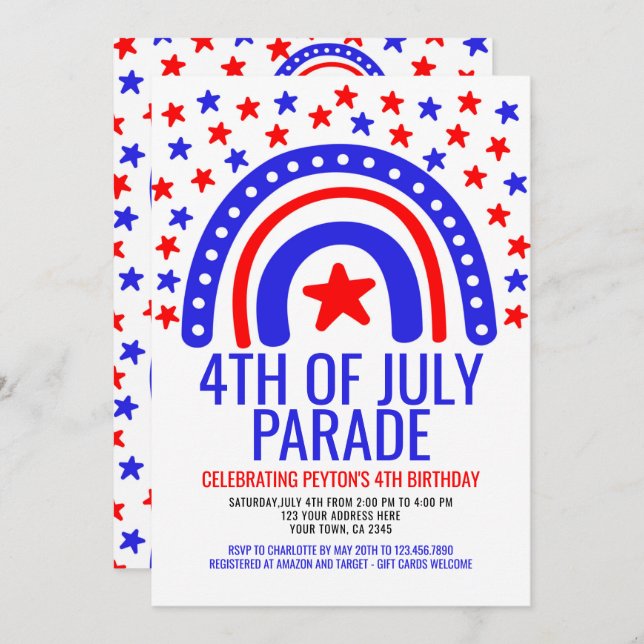 4th of July Rainbow Parade Invitation (Front/Back)