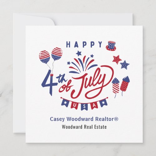 4th of July Real Estate Referral Marketing Budget Note Card