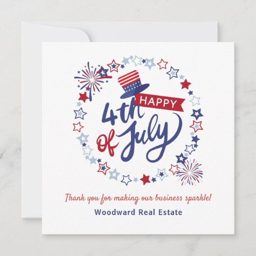 4th of July  Real Estate Thank You Clients Budget Note Card