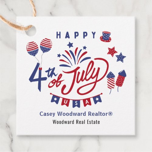 4th of July  Real Estate Thanks Referral Marketing Favor Tags