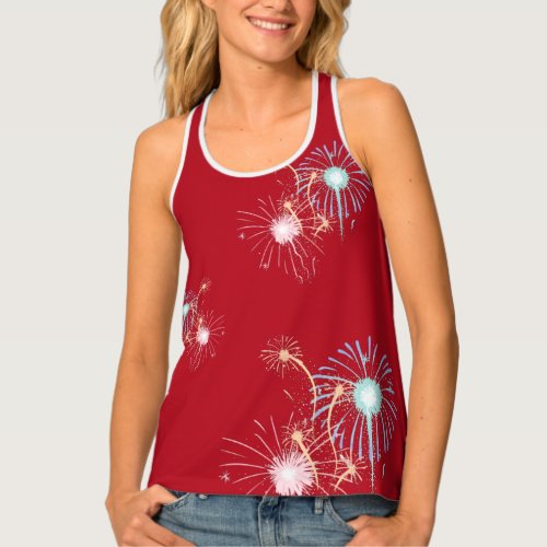 4th of July red fireworks  Tank Top