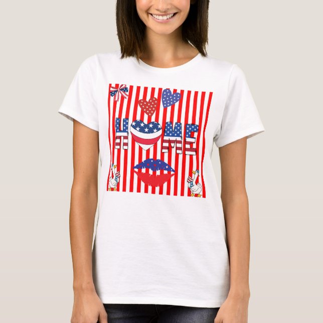 4th of July red striped t shirt (Front)