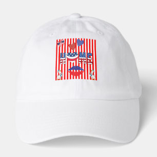 4th of July red striped t shirt Hat