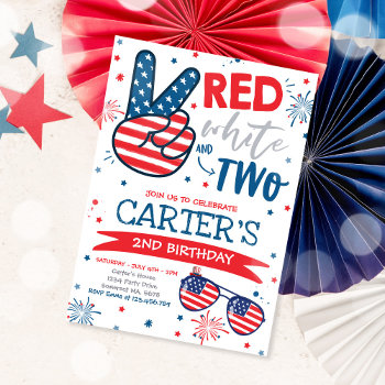 4th Of July Red White And Blue 2nd Birthday Invitation by PixelPerfectionParty at Zazzle