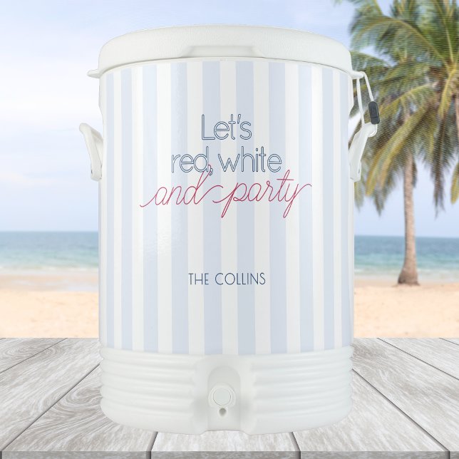 4th of July Red White and Blue America USA Party Beverage Cooler (4th of July Red White and Blue America USA Party Beverage Cooler)