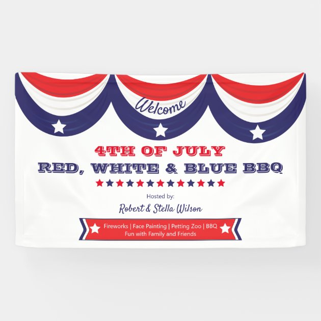 4th of July Red White and Blue BBQ Banner Zazzle