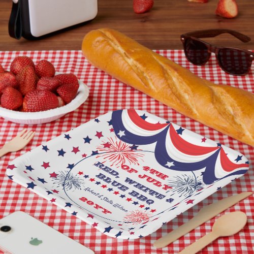 4th of July Red White and Blue BBQ Paper Plates