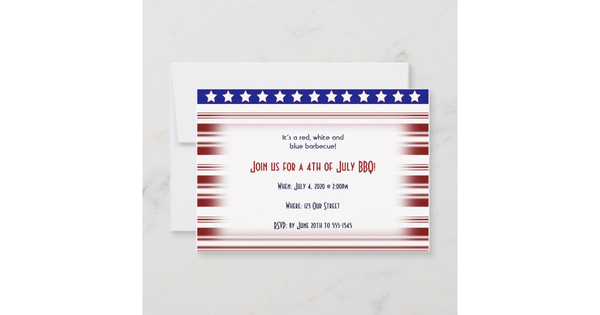4th of July Red White and Blue Candystripe Invitation | Zazzle