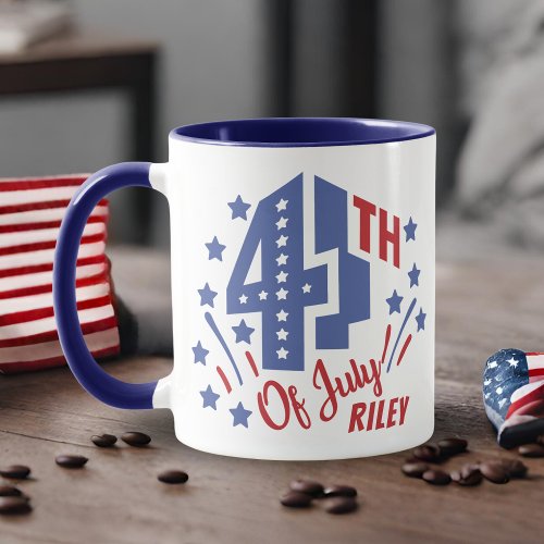 4th of July Red White and Blue Custom Name Mug