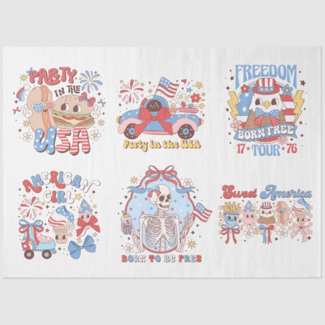 4th of July Red White and Blue for Arts & Crafts Tissue Paper (Front)