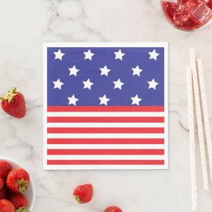 4th of July red white and blue paper napkins