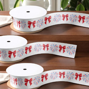 4th of July Red White and Blue Patriotic Americana Satin Ribbon