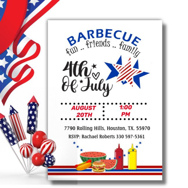4th Of July Red White And Blue Patriotic Barbecue Invitation (Creator Uploaded)