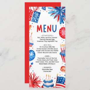 4th of July Red, White and Blue Patriotic Birthday Menu
