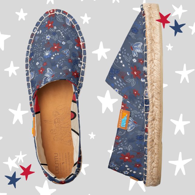 4th of July, Red White and Blue, Patriotic Shoes (4th of July, Independence Day, Patriotic, Red White and Blue, Floral, Hummingbirds, Butterflies, Bee)
