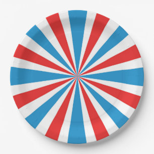 4th Of July Red, White, and Blue Sunburst Paper Plates