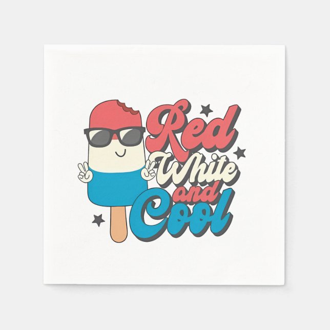 4th Of July Red White And Cool Popsicles  Napkins (Front)