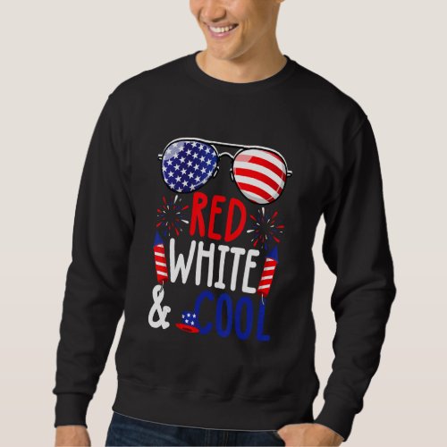 4th Of July Red White And Cool Sunglasses Kids Boy Sweatshirt