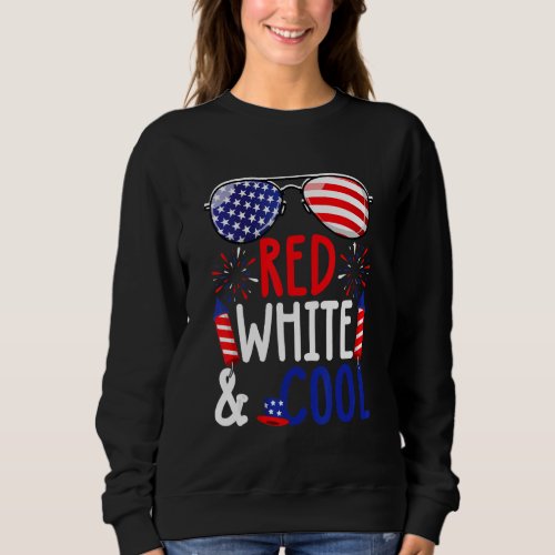 4th Of July Red White And Cool Sunglasses Kids Boy Sweatshirt