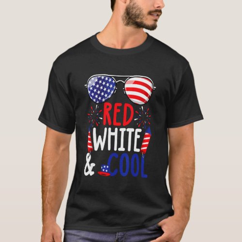 4th Of July Red White And Cool Sunglasses Kids Boy T_Shirt