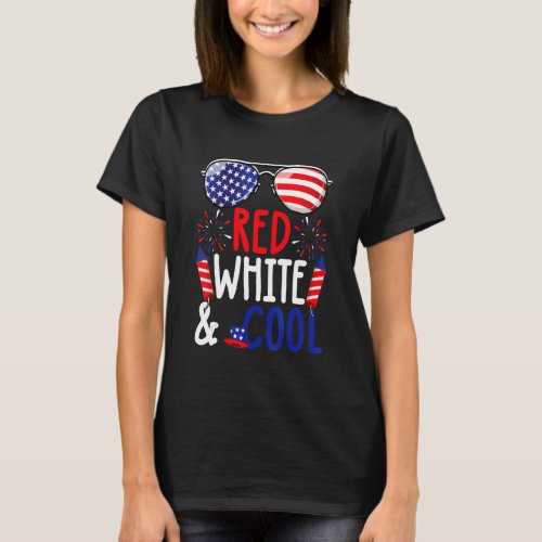 4th Of July Red White And Cool Sunglasses Kids Boy T_Shirt