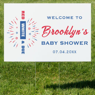 4th Of July Red White And Due Baby Shower Welcome Sign