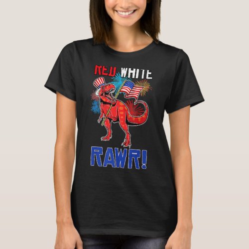 4th Of July Red White And Rawr Rex Dinosaur Usa Pa T_Shirt