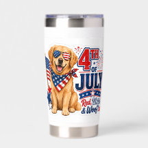 4th of July Red White and Woof Patriotic Dog Water