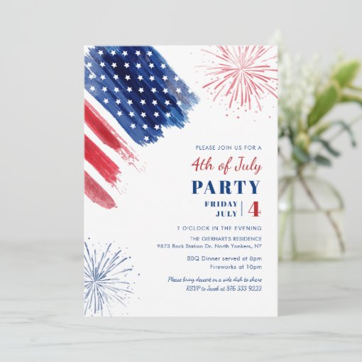 4th of July Red White Blue Annual Patriotic Party Invitation | Zazzle