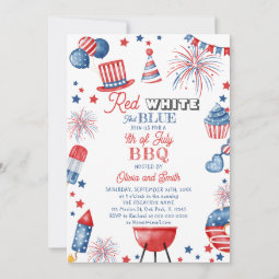 4th of July Red White Blue BBQ Invitation | Zazzle