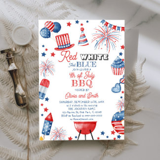4th of July Red White Blue BBQ Invitation