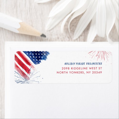 4th of July Red White Blue Business Return Address Label