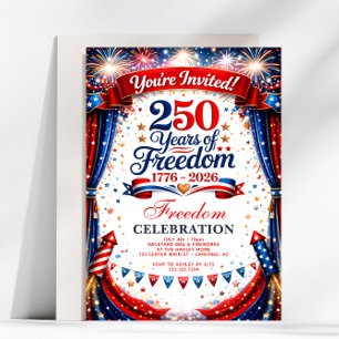 4th of July Red White Blue Fireworks Party  Invitation