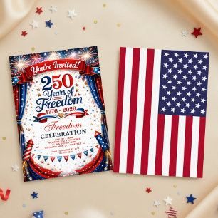 4th of July Red White Blue Fireworks Party Invitation