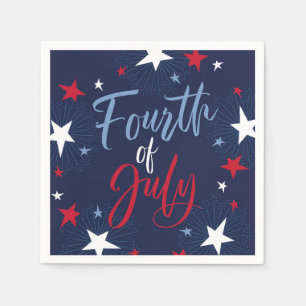 4th of July Red White Blue Fireworks Party Napkins