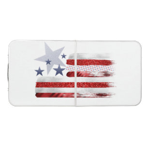 4th of July, red, white, blue flag pong table