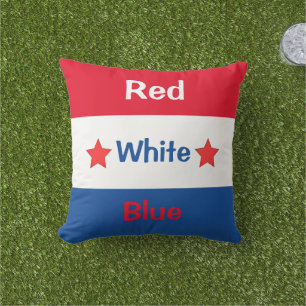 4th of July Red White Blue Outdoor Pillow