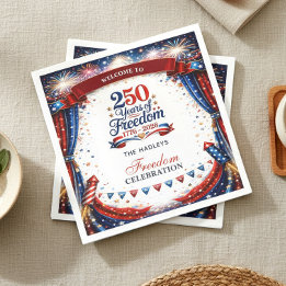 4th of July Red White Blue Party Napkins