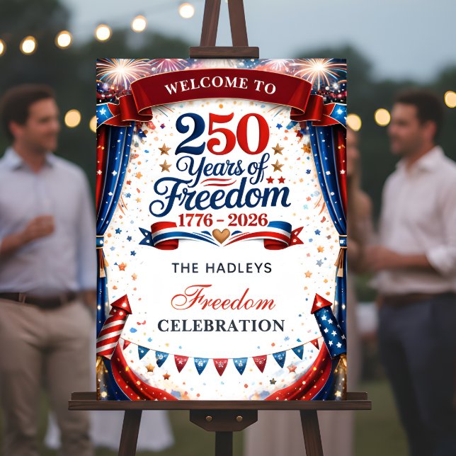 4th of July Red White Blue Party Welcome Poster (Creator Uploaded)