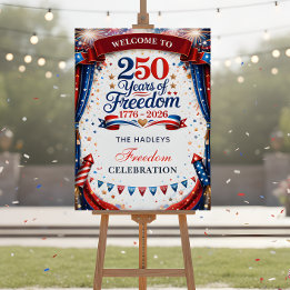 4th of July Red White Blue Party Welcome Sign