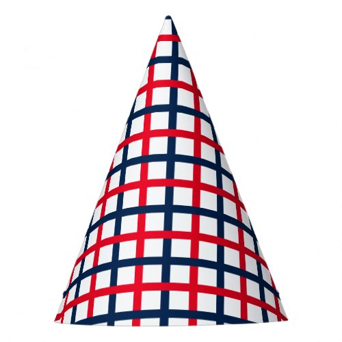 4th of July red white blue patriotic grid Party Hat