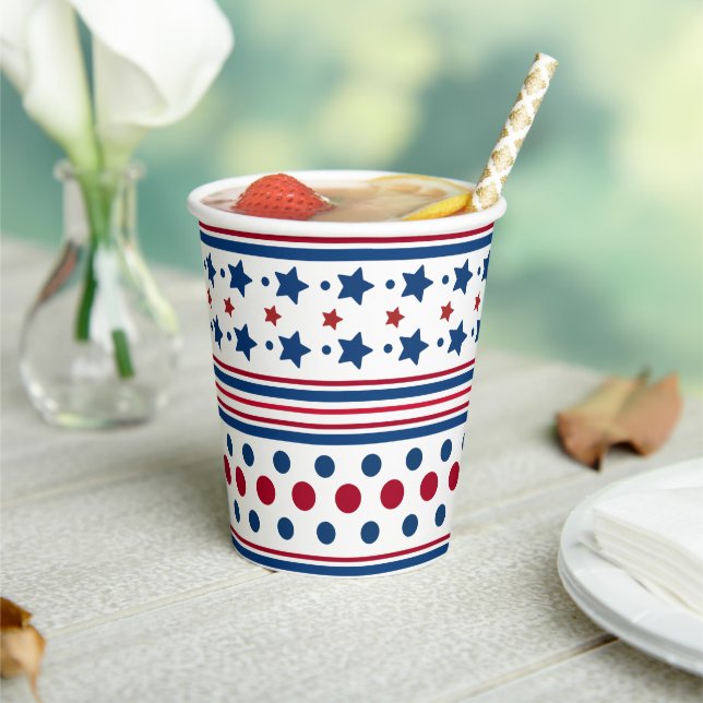 4th Of July Red White & Blue Patriotic Paper Cups (Insitu)