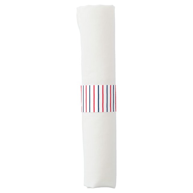 4th of July red white blue patriotic stripes Napkin Bands (Front)