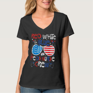 4th of July Red White & Blue PEDS Nurse Crew Patri T-Shirt