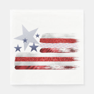 4th of July, red, white, blue square paper napkin. Napkins