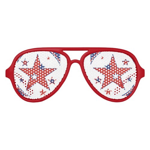 4th of July Red White Blue Star Eyes USA America  Aviator Sunglasses