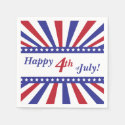 4th of July Red White Blue Stars and Stripes Napkins