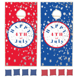 4th of July Red White Blue Stars Family Cornhole Set