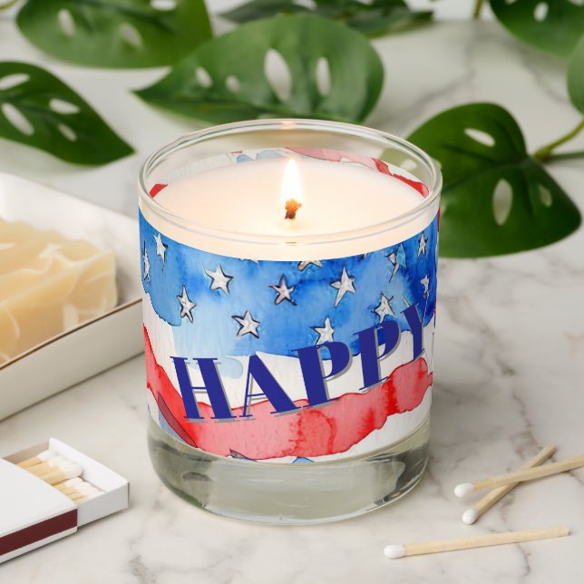 4th of July Red White Blue Stars  Scented Candle (Lit)